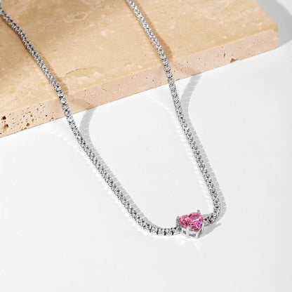 [Kincade Jewelrys]2.0 Carat Sparkling Tennis Heart Cut Necklace