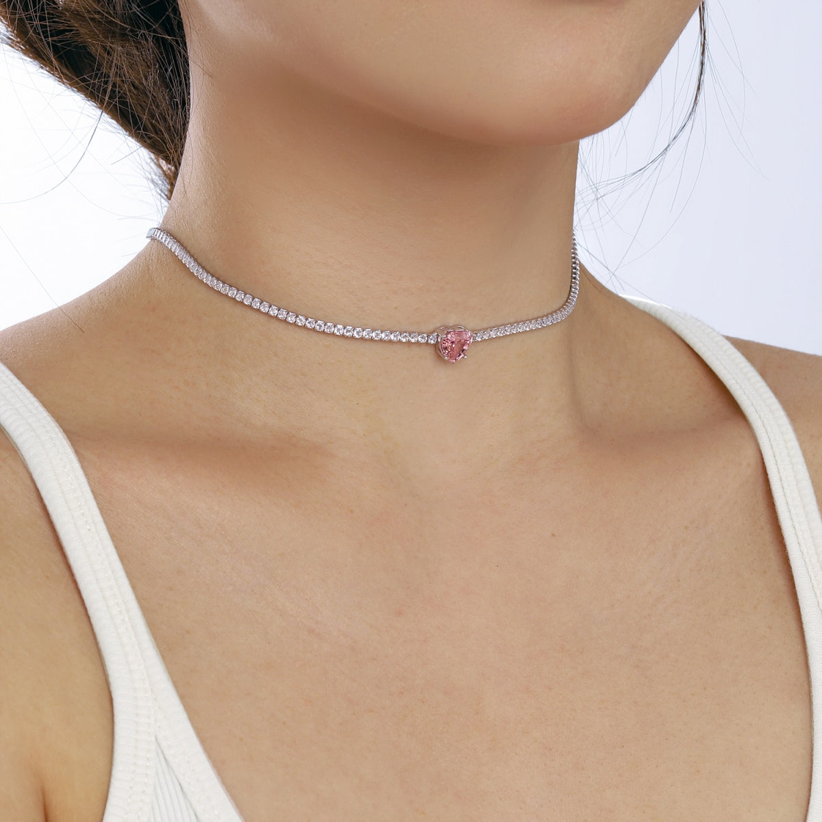 [Kincade Jewelrys]2.0 Carat Sparkling Tennis Heart Cut Necklace