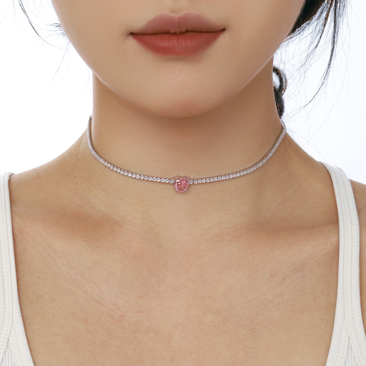[Kincade Jewelrys]2.0 Carat Sparkling Tennis Heart Cut Necklace