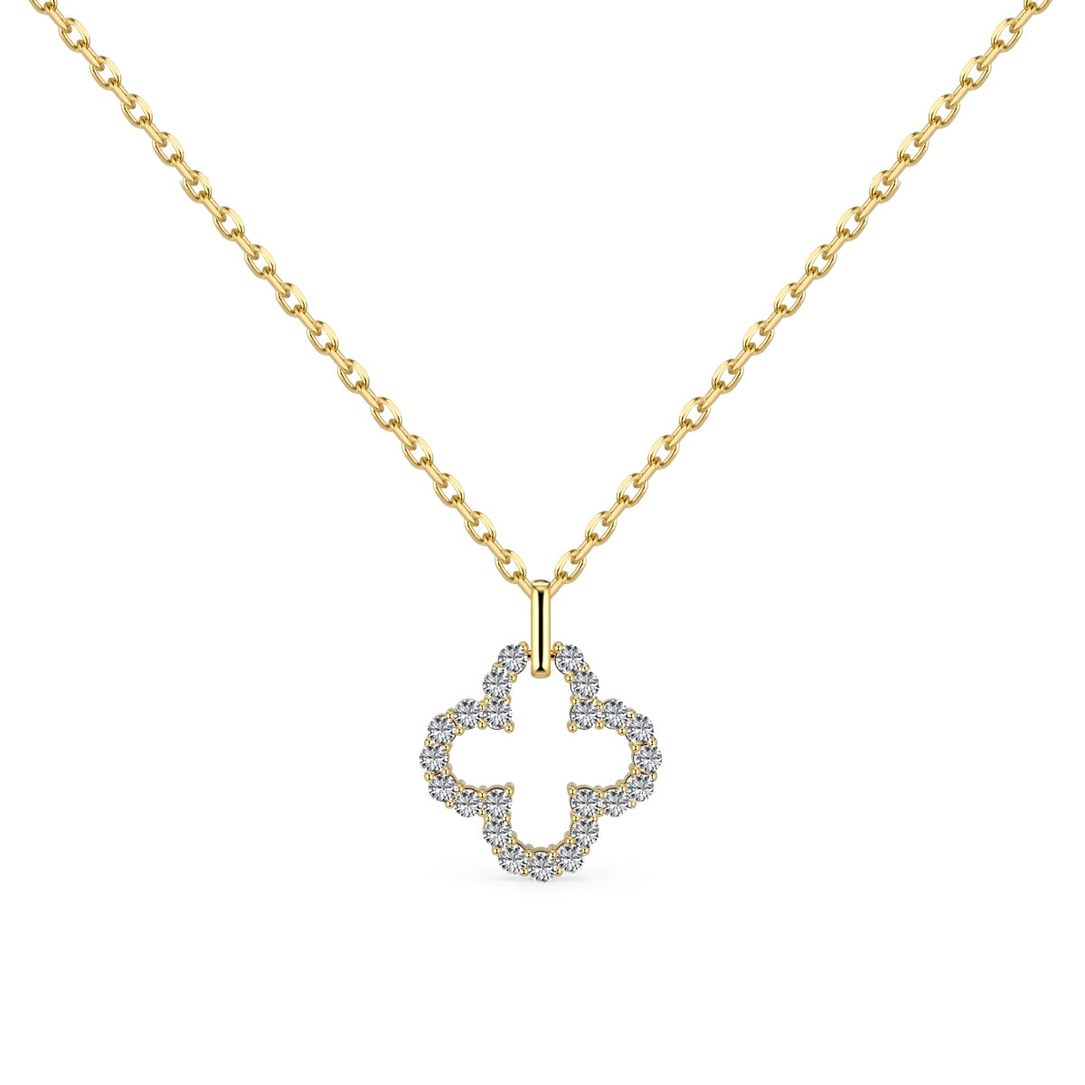 [Kincade Jewelrys]Four-Leaf Clover Hollow Design Exquisite Necklace