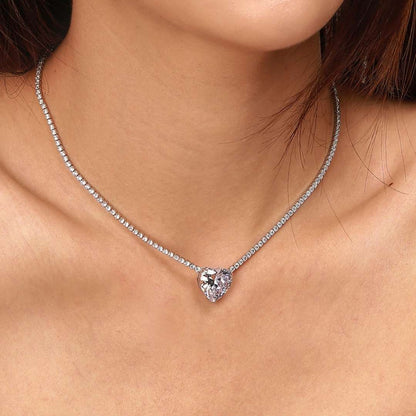 [Kincade Jewelrys]8.0 Carat Versatile Colorful Sweet Heart-Shaped Tennis Necklace