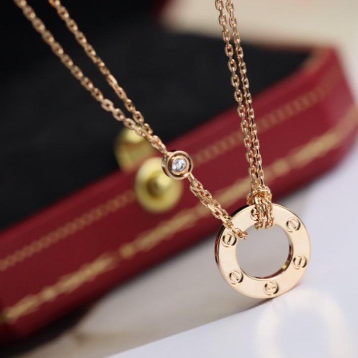 [Kincade Jewelrys]LOVE NECKLACE ADJUSTABLE ROSE GOLD 2 DIAMOND