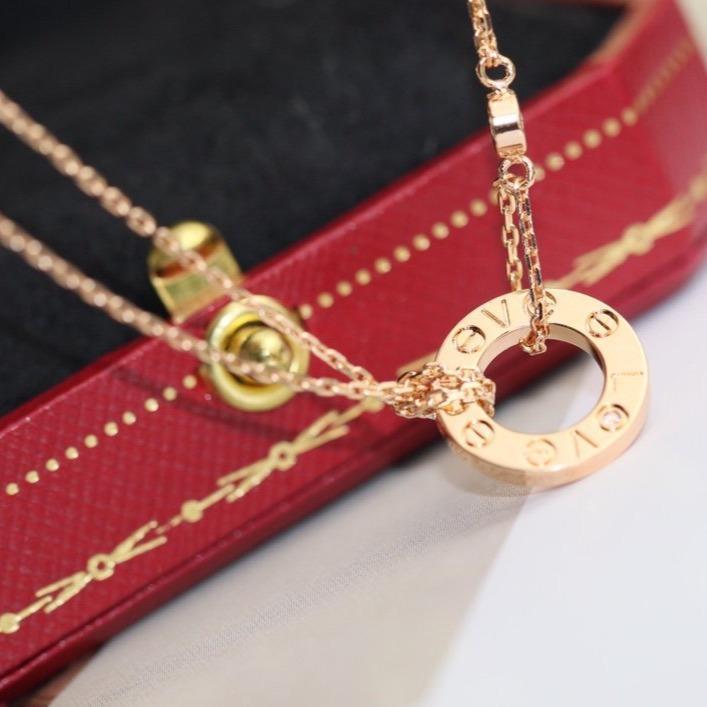 [Kincade Jewelrys]LOVE NECKLACE ADJUSTABLE ROSE GOLD 2 DIAMOND