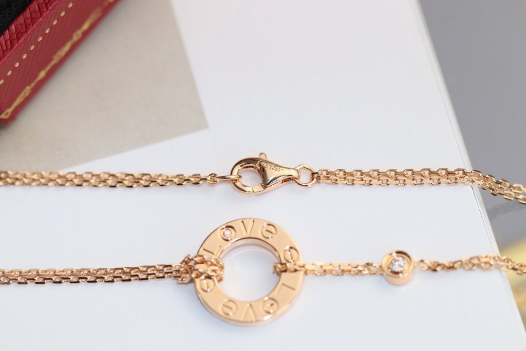 [Kincade Jewelrys]LOVE NECKLACE ADJUSTABLE ROSE GOLD 2 DIAMOND