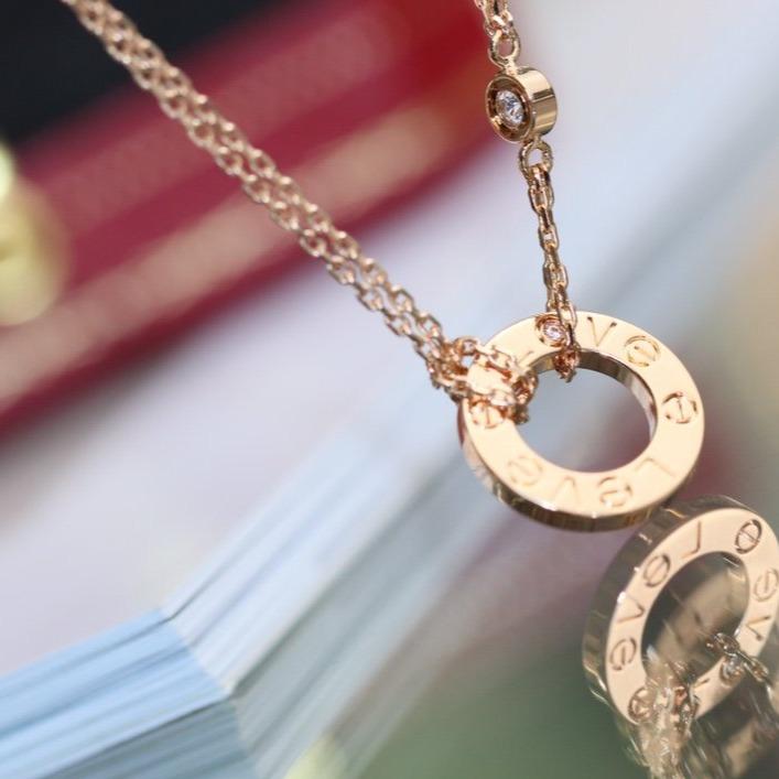 [Kincade Jewelrys]LOVE NECKLACE ADJUSTABLE ROSE GOLD 2 DIAMOND