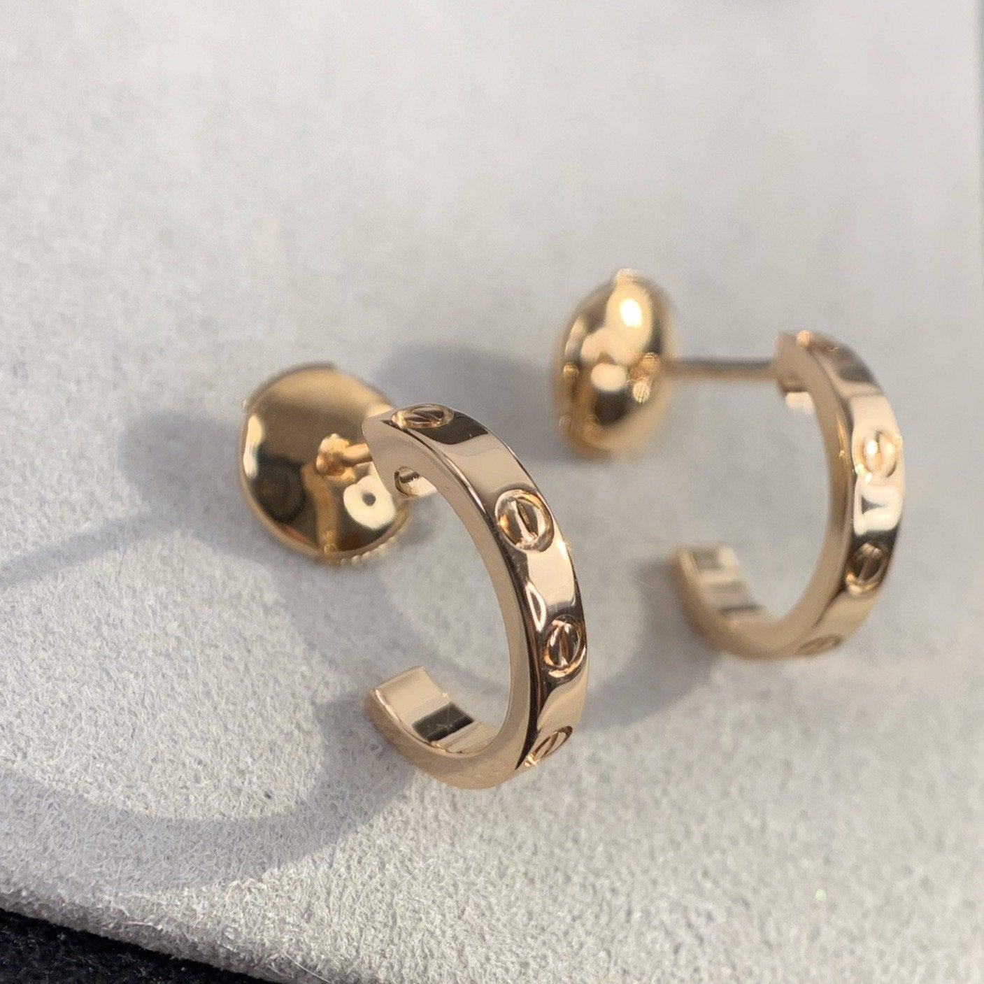 [Kincade Jewelrys]LOVE EARRINGS 2.65MM PINK GOLD