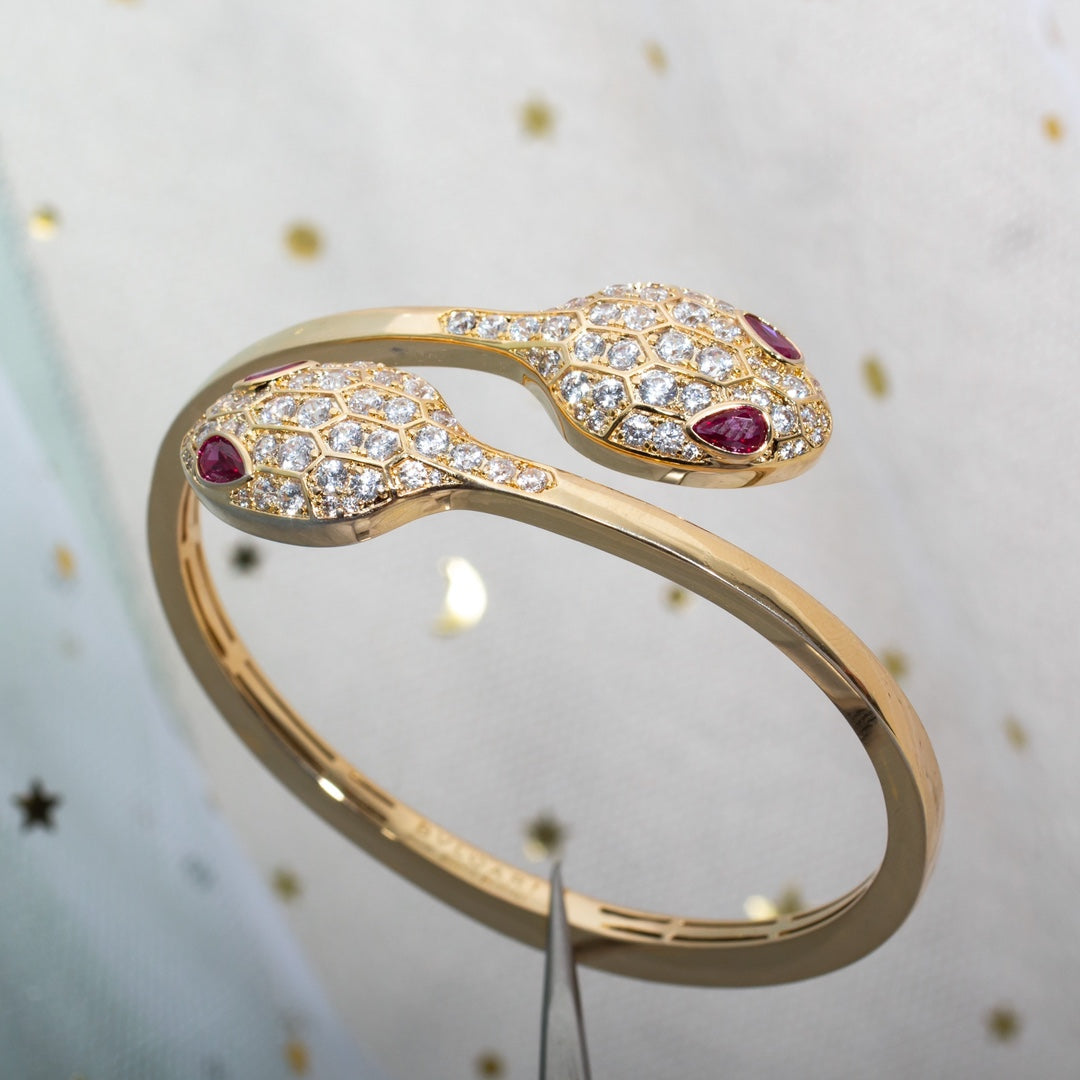 [Kincade Jewelrys]SERPENTI BRACELET PINK GOLD DIAMOND DOUBLE SNAKE