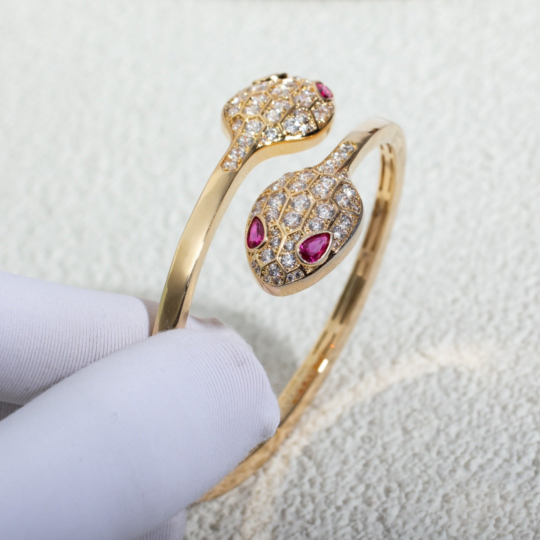 [Kincade Jewelrys]SERPENTI BRACELET PINK GOLD DIAMOND DOUBLE SNAKE