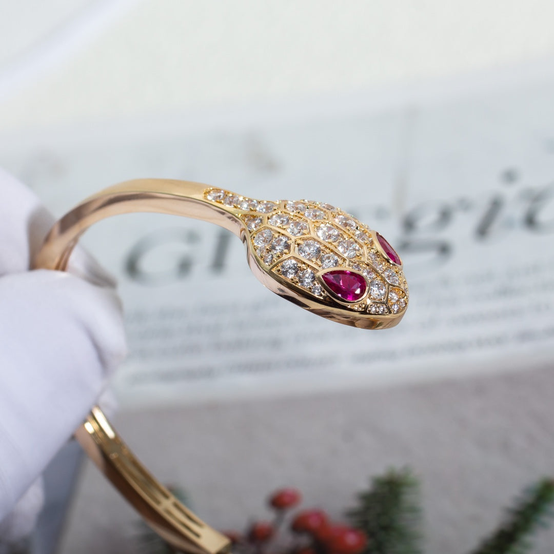 [Kincade Jewelrys]SERPENTI BRACELET PINK GOLD DIAMOND DOUBLE SNAKE