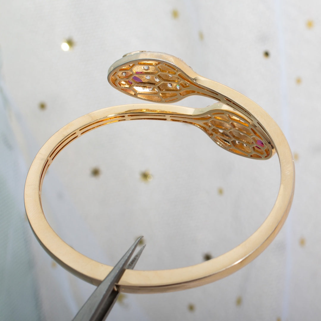 [Kincade Jewelrys]SERPENTI BRACELET PINK GOLD DIAMOND DOUBLE SNAKE