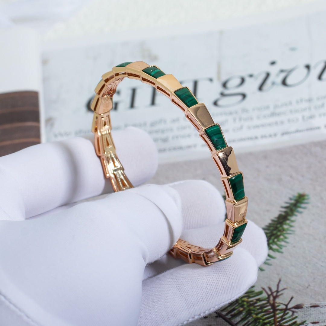 [Kincade Jewelrys]Pulsera Serpenti Oro Rosa Malaquita 