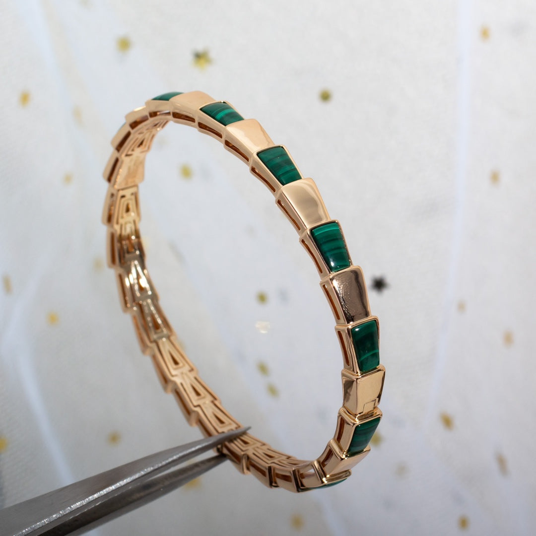 [Kincade Jewelrys]Pulsera Serpenti Oro Rosa Malaquita 