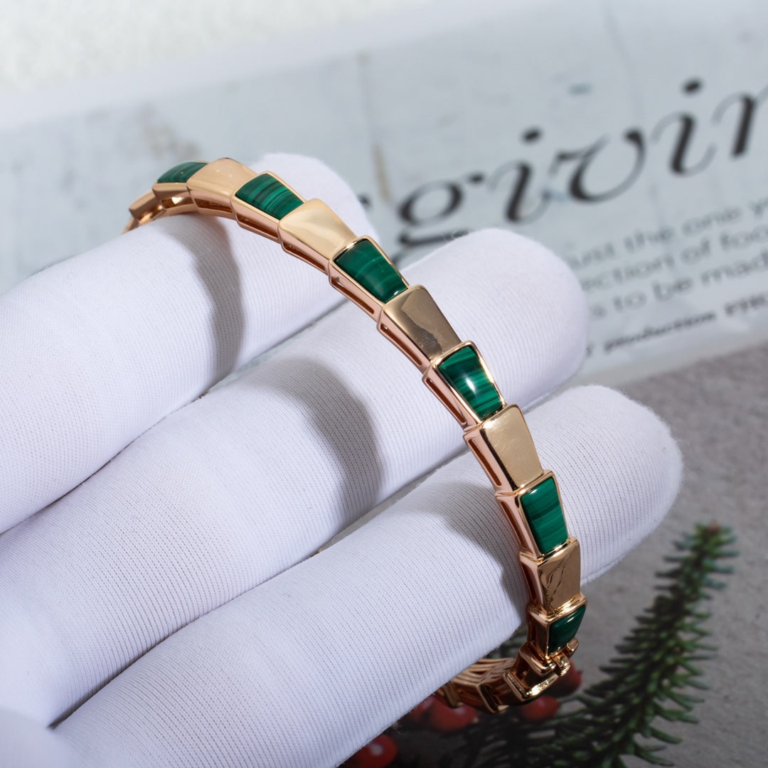 [Kincade Jewelrys]Pulsera Serpenti Oro Rosa Malaquita 