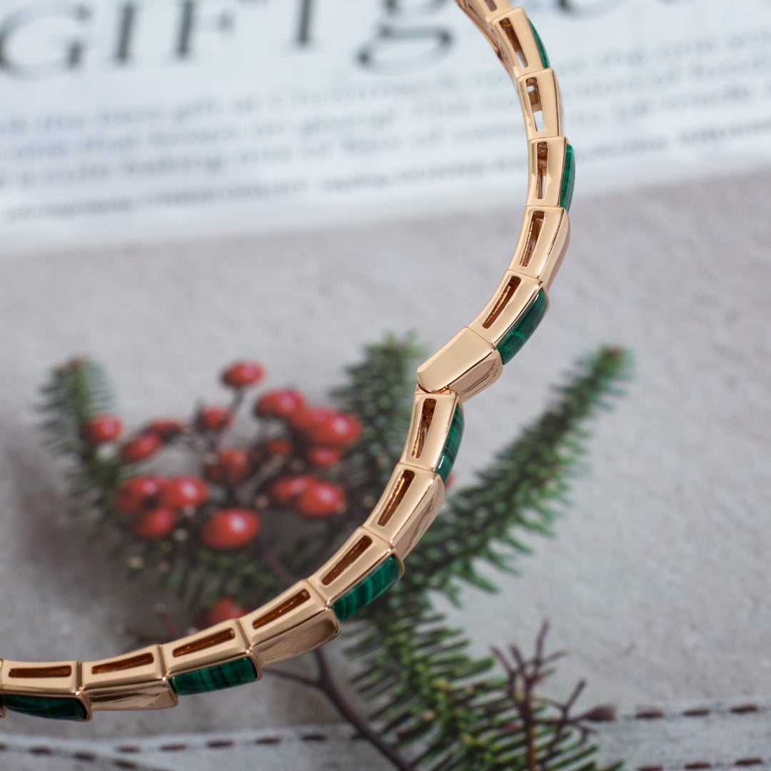 [Kincade Jewelrys]Pulsera Serpenti Oro Rosa Malaquita 