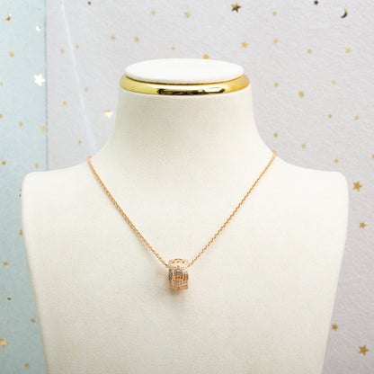 [Kincade Jewelrys]PARENTESI NECKLACE PINK GOLD DIAMOND