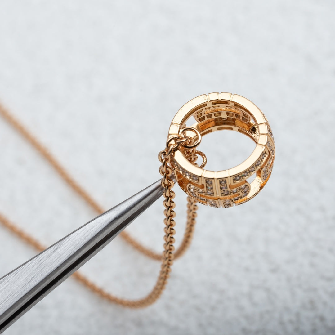 [Kincade Jewelrys]PARENTESI NECKLACE PINK GOLD DIAMOND