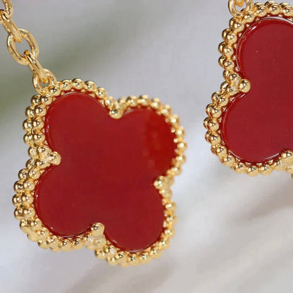 [Kincade Jewelrys] PENDIENTES DE CORNALINA CON OJO DE TIGRE Y MOTIVO DE TRÉBOL 2