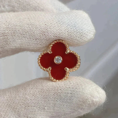 [Kincade Jewelrys]CLOVER MEDIUM 1 MOTIFS CARNELIAN  DIAMOND earrings