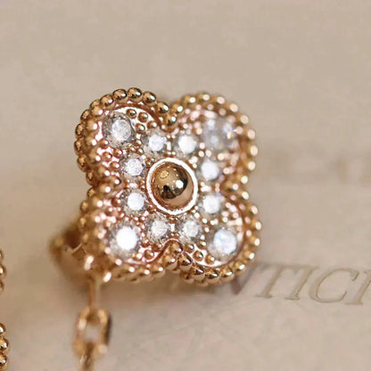 [Kincade Jewelrys]CLOVER MEDIUM 1 MOTIFS FUll DIAMOND EARRINGS