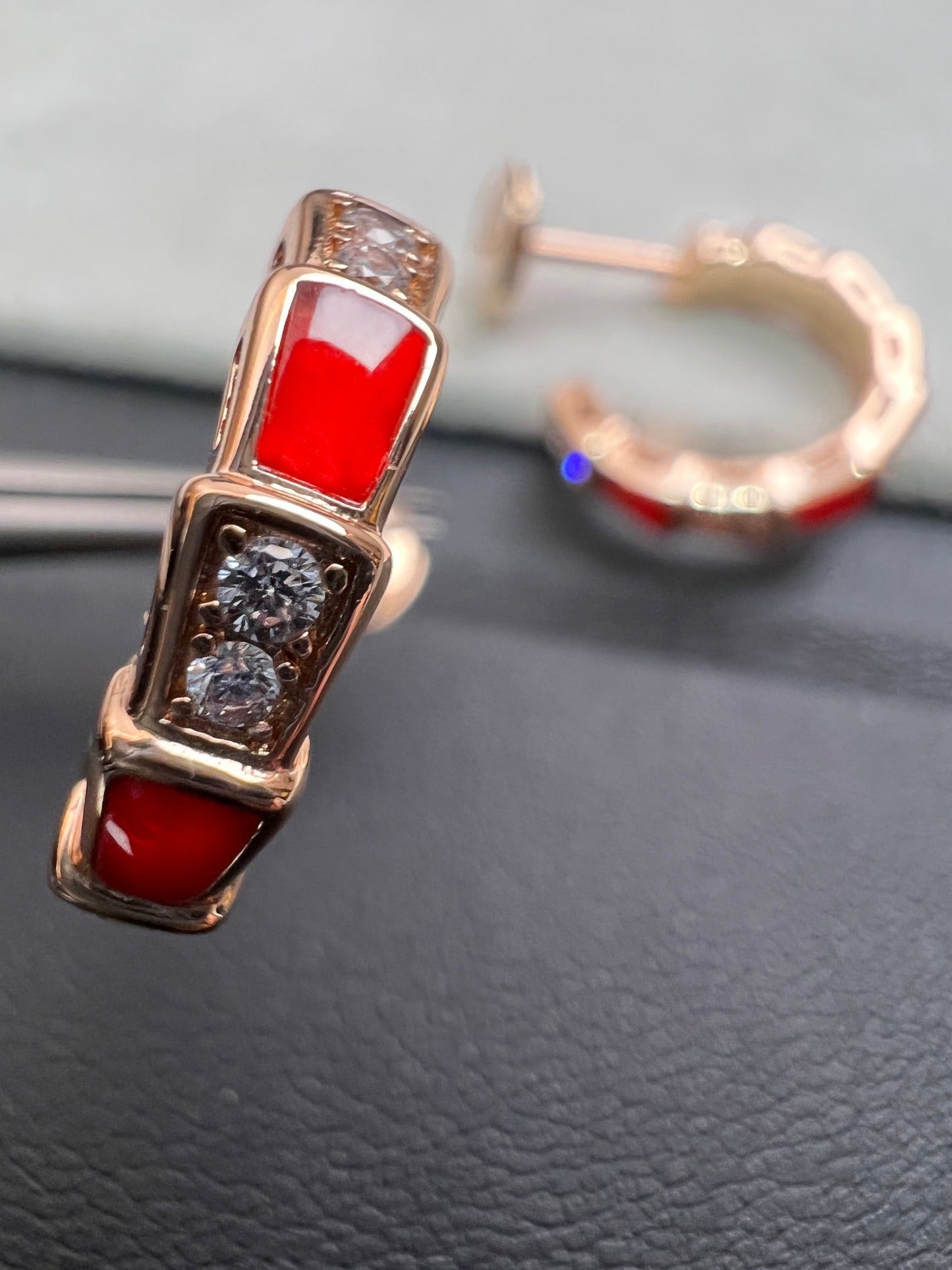 [Kincade Jewelrys]SERPENTI CARNELIAN PINK GOLD EARRINGS