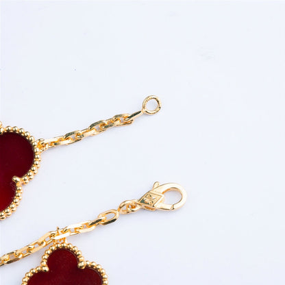 [Kincade Jewelrys]CLOVER BRACELET 5 MOTIFS CARNELIAN TIGER EYE