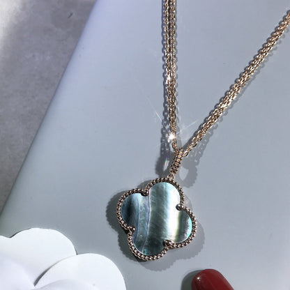 [Kincade Jewelrys] COLLAR DE TRÉBOL GRANDE DE 25 MM DE ORO CON TRAPEZOIDAL OSCURO