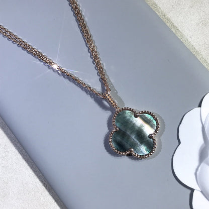 [Kincade Jewelrys] COLLAR DE TRÉBOL GRANDE DE 25 MM DE ORO CON TRAPEZOIDAL OSCURO