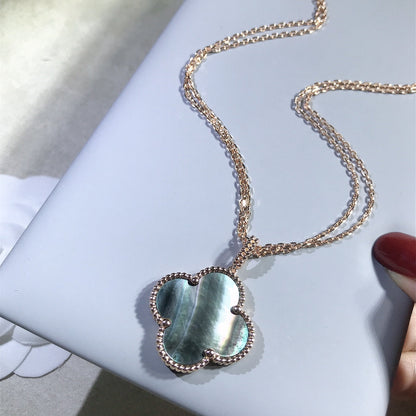 [Kincade Jewelrys] COLLAR DE TRÉBOL GRANDE DE 25 MM DE ORO CON TRAPEZOIDAL OSCURO