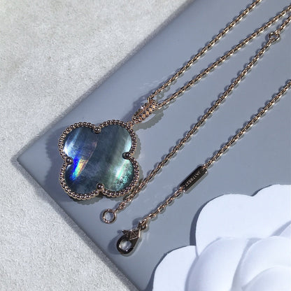 [Kincade Jewelrys] COLLAR DE TRÉBOL GRANDE DE 25 MM DE ORO CON TRAPEZOIDAL OSCURO