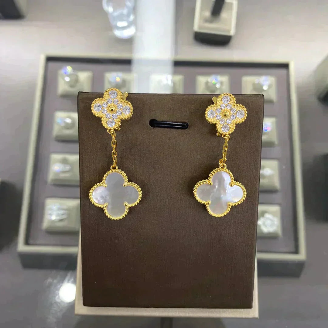[Kincade Jewelrys]CLOVER  2 MOTIFS  DIAMOND  EARRINGS (MULTIPLE CHOICESç´