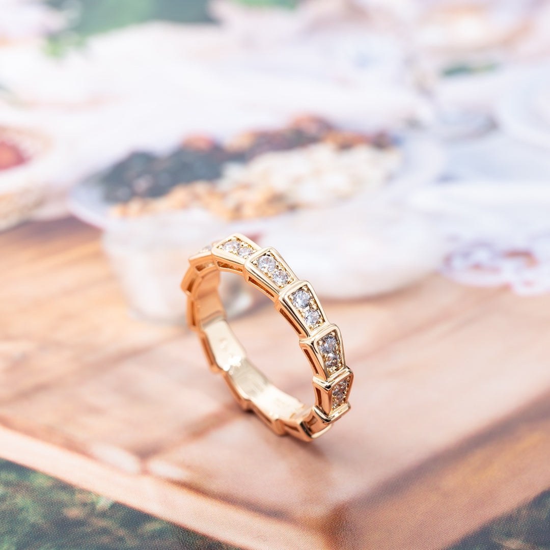 [Kincade Jewelrys]SERPENTI RING PINK GOLD DIAMOND PAVED 3MM