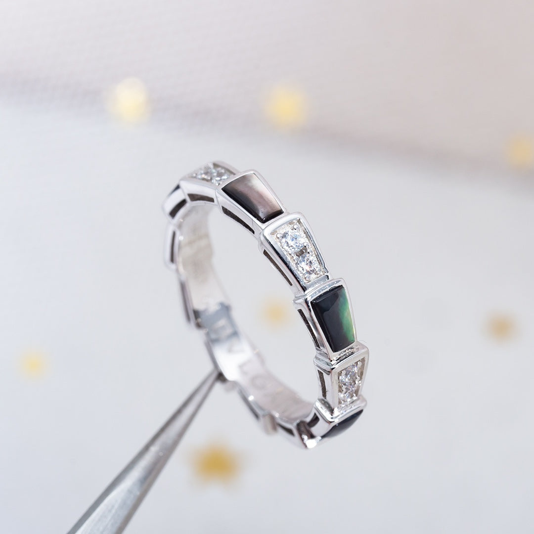 [Kincade Jewelrys]SERPENTI RING SILVER  DIAMOND BLACK MOP 3MM