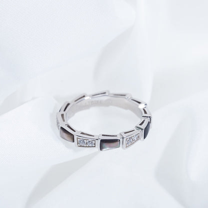 [Kincade Jewelrys]SERPENTI RING SILVER  DIAMOND BLACK MOP 3MM