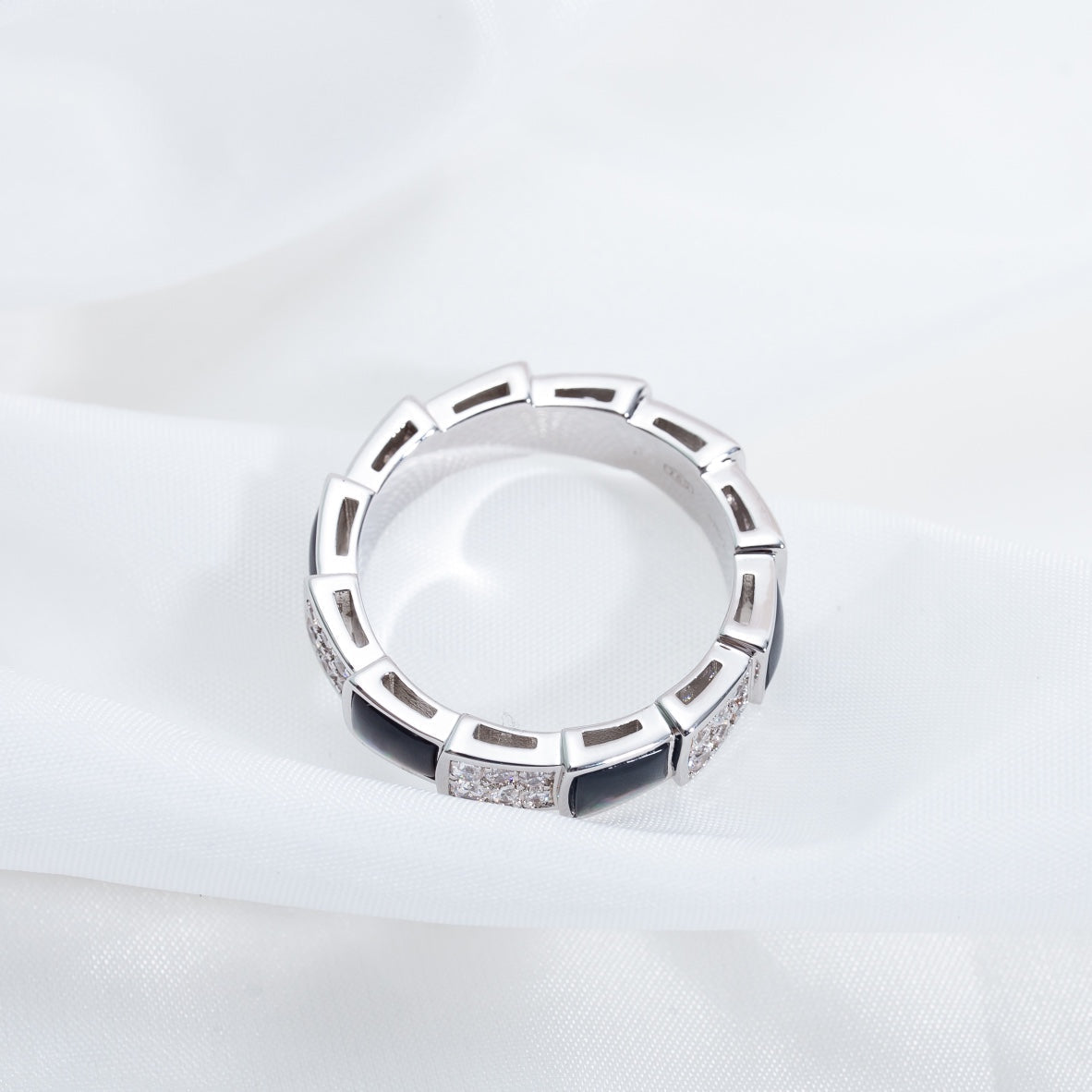 [Kincade Jewelrys]SERPENTI RING SILVER DIAMOND BLACK MOP 4MM