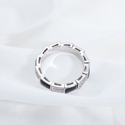 [Kincade Jewelrys]SERPENTI RING SILVER DIAMOND BLACK MOP 4MM