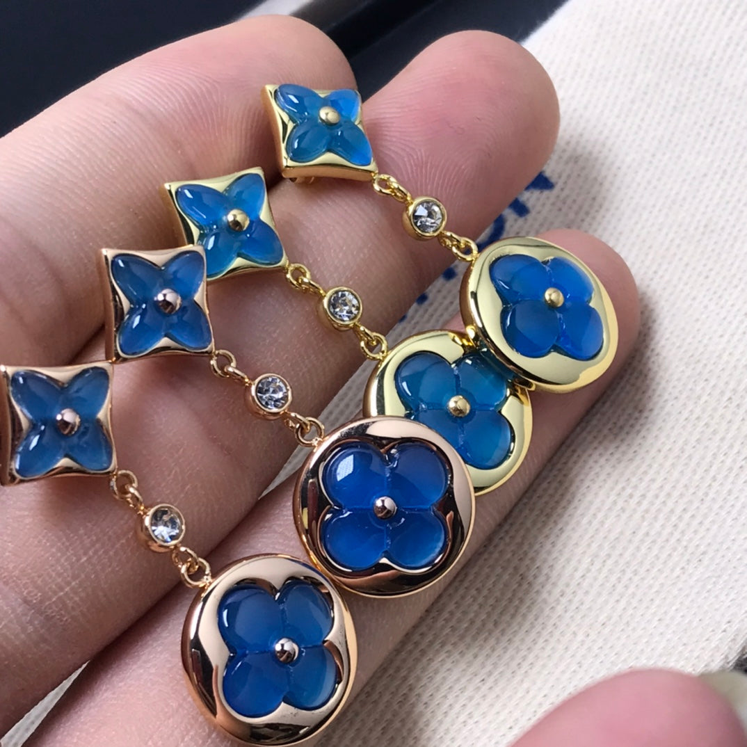 [Kincade Jewelrys]STAR AND SUN AGATE DIAMOND EARRINGS