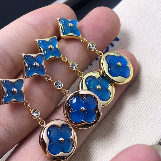 [Kincade Jewelrys]STAR AND SUN AGATE DIAMOND EARRINGS
