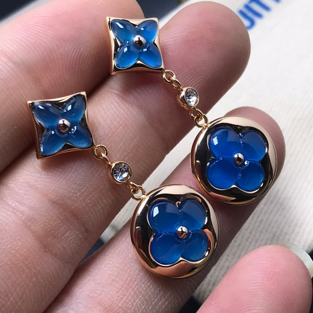 [Kincade Jewelrys]STAR AND SUN AGATE DIAMOND EARRINGS