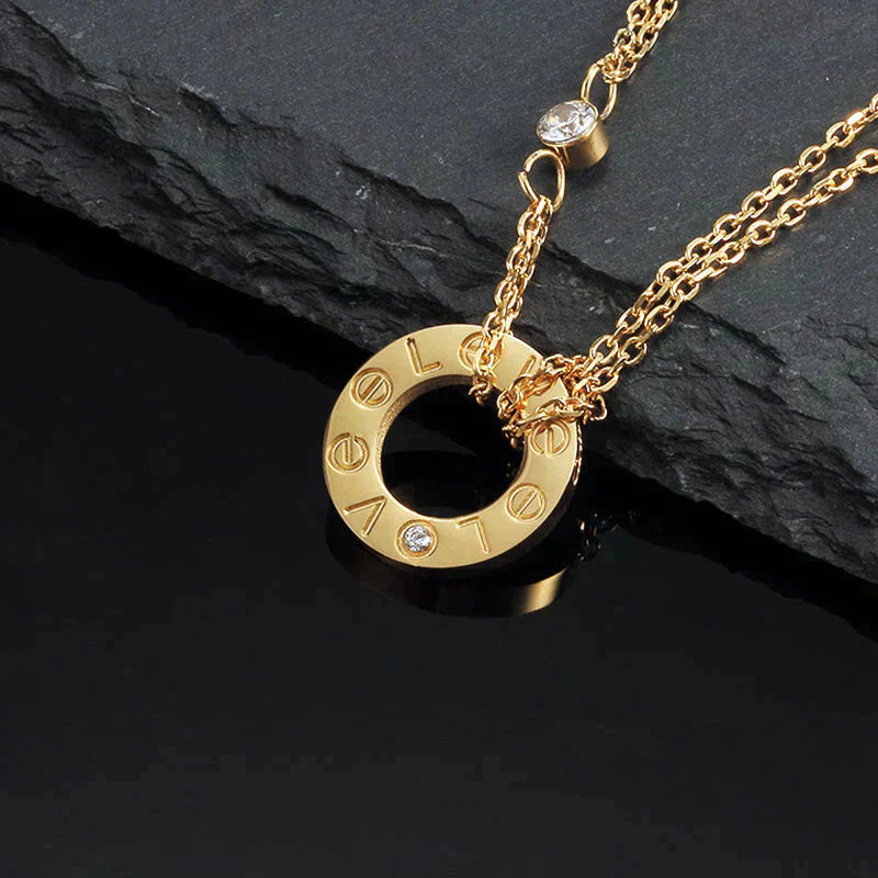 [Kincade Jewelrys]LOVE NECKLACE 16MM 2 DIAMONDS
