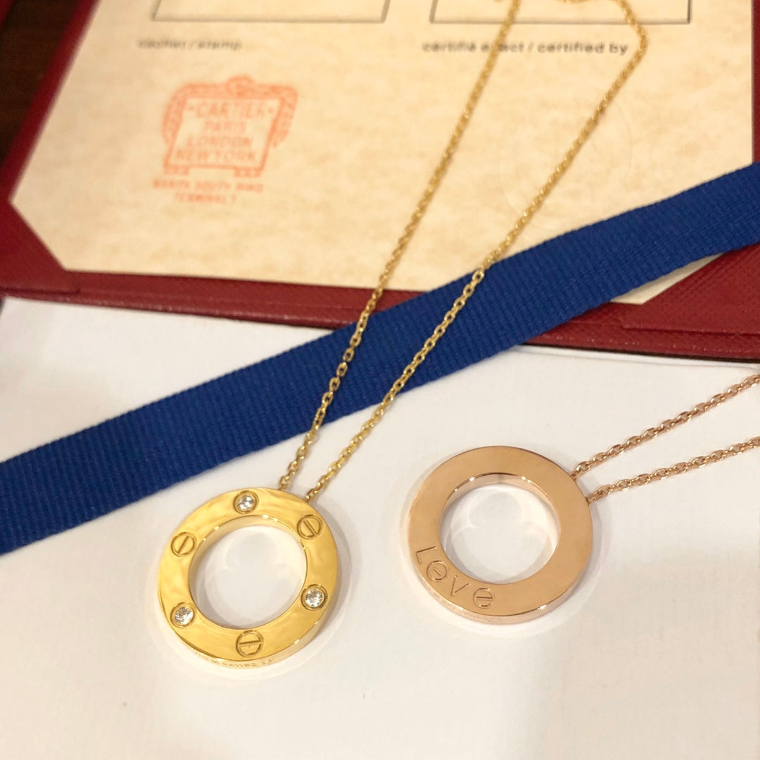 [Kincade Jewelrys]LOVE NECKLACE 16MM 3 DIAMONDS