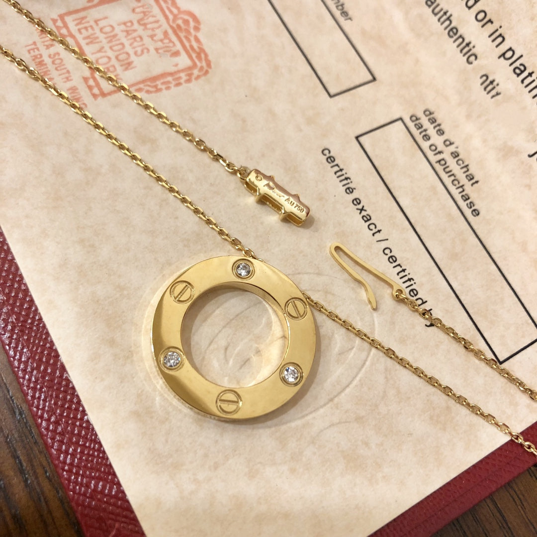 [Kincade Jewelrys]LOVE NECKLACE 16MM 3 DIAMONDS