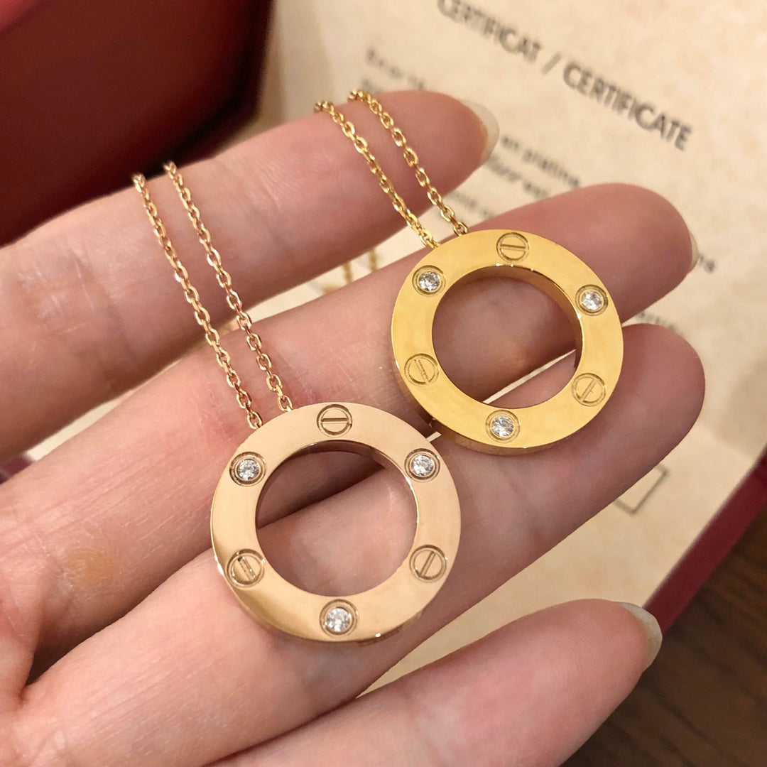 [Kincade Jewelrys]LOVE NECKLACE 16MM 3 DIAMONDS