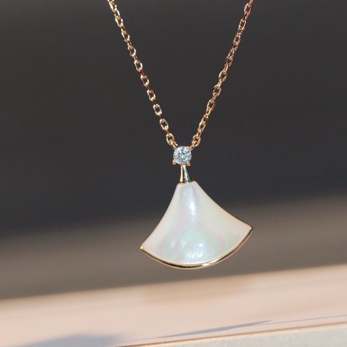 [Kincade Jewelrys]DREAM NECKLACE WHITE MOP PINK GOLD 1 DIAMOND