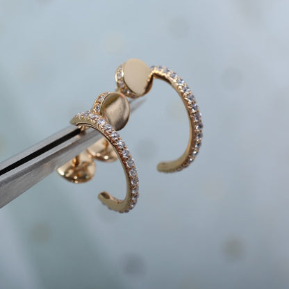 [Kincade Jewelrys]JUSTE EARRINGS 12.75MM PINK GOLD DIAMOND