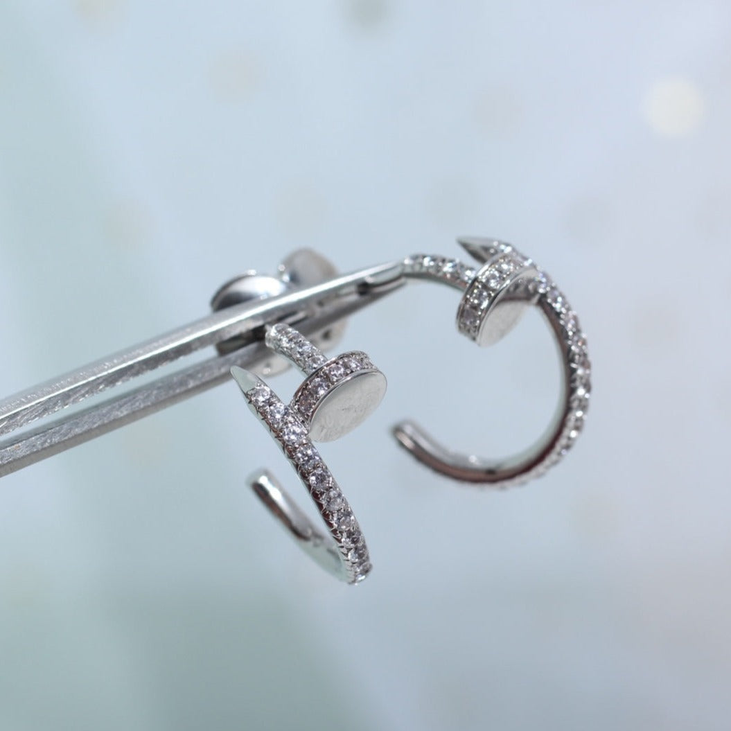 [Kincade Jewelrys]JUSTE EARRINGS 12.75MM SILVER DIAMOND