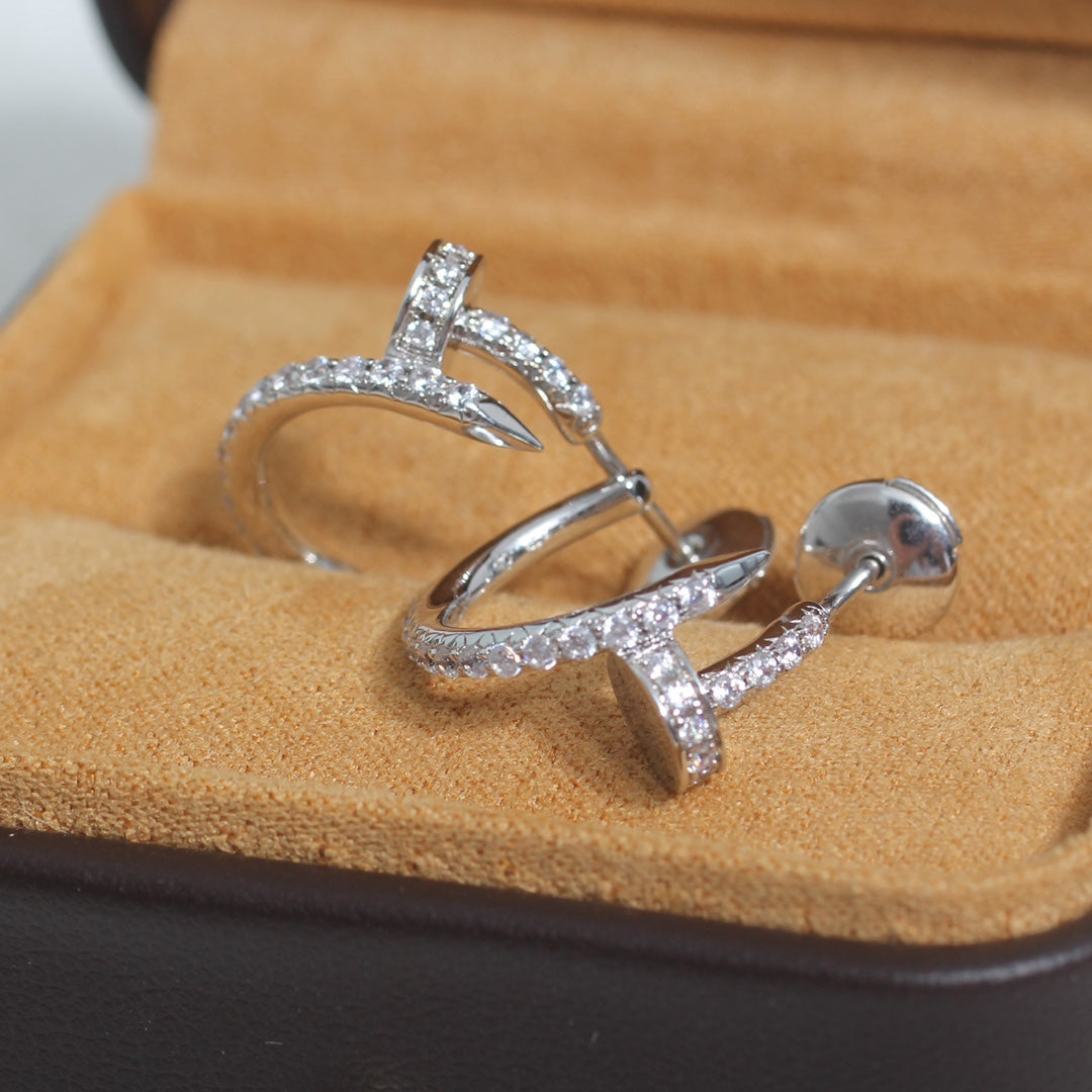 [Kincade Jewelrys]JUSTE EARRINGS 12.75MM SILVER DIAMOND