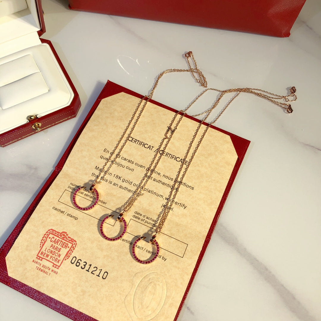 [Kincade Jewelrys]JUSTE NECKLACE GOLD RED DIAMONDS