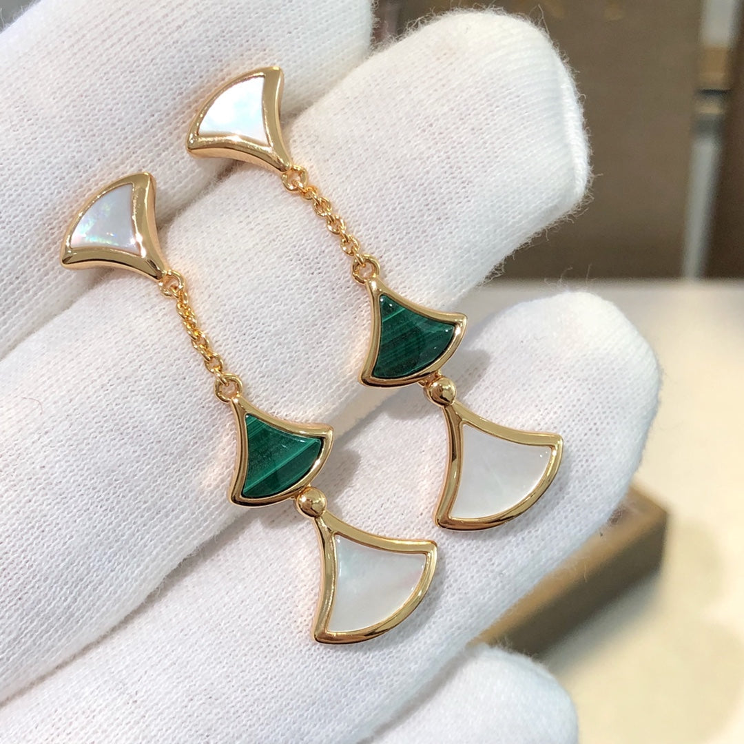 [Kincade Jewelrys]DREAM EARRINGS 3 MOTIFS MALACHITE MOP PINK GOLD