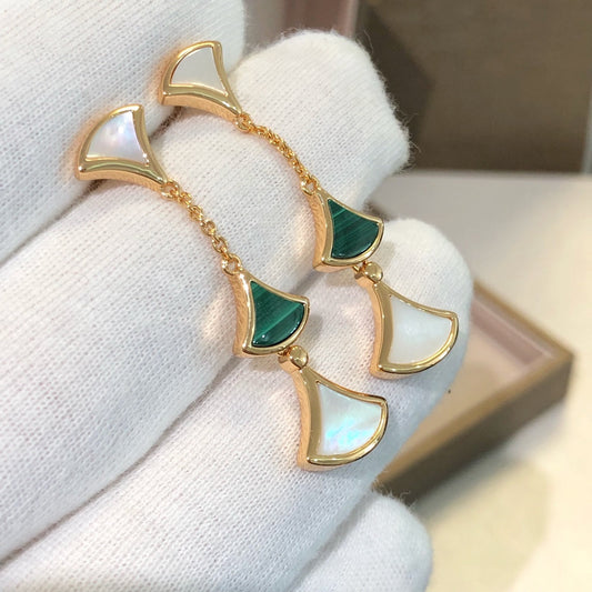 [Kincade Jewelrys]DREAM EARRINGS 3 MOTIFS MALACHITE MOP PINK GOLD