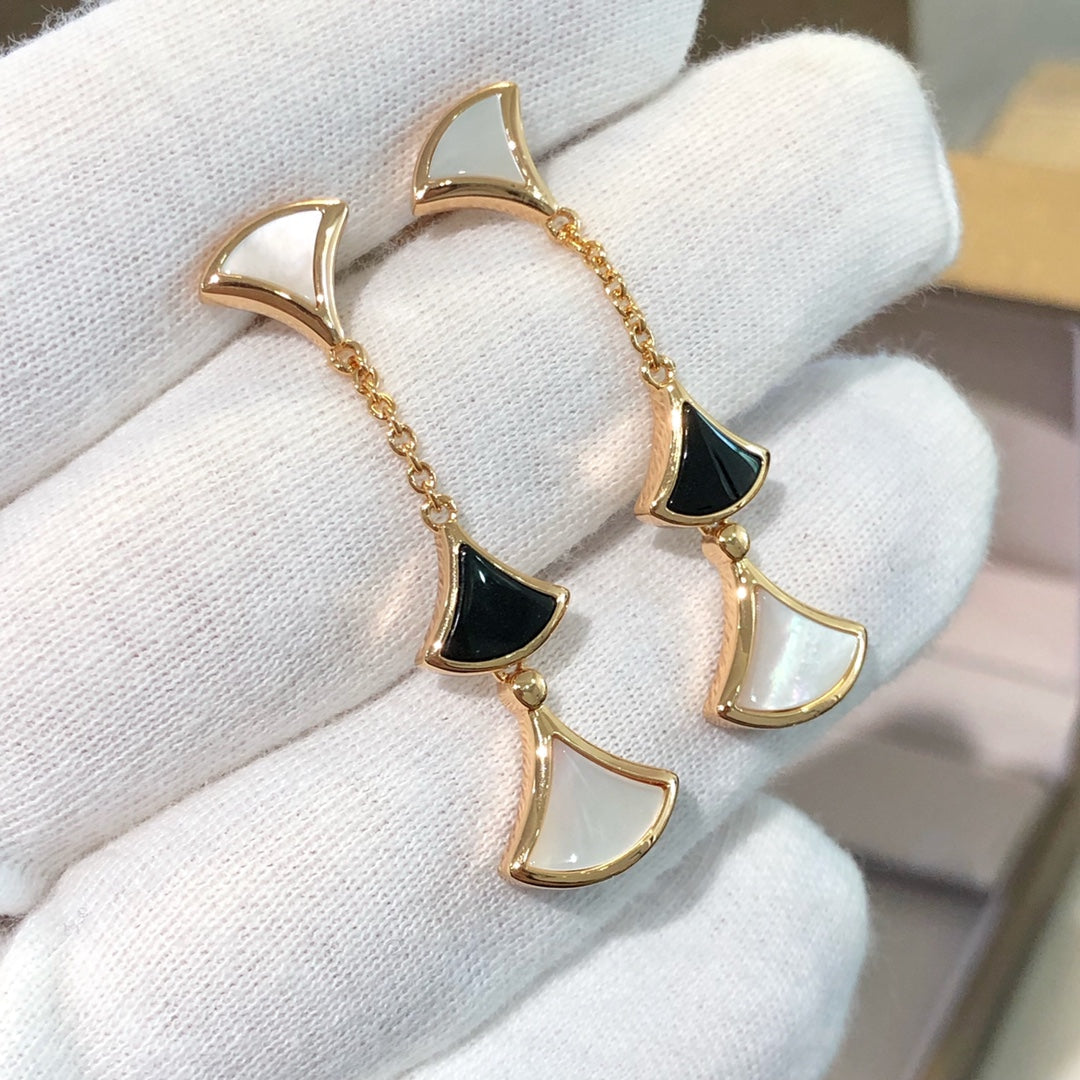 [Kincade Jewelrys]DREAM EARRINGS 3 MOTIFS ONYX MOP PINK GOLD